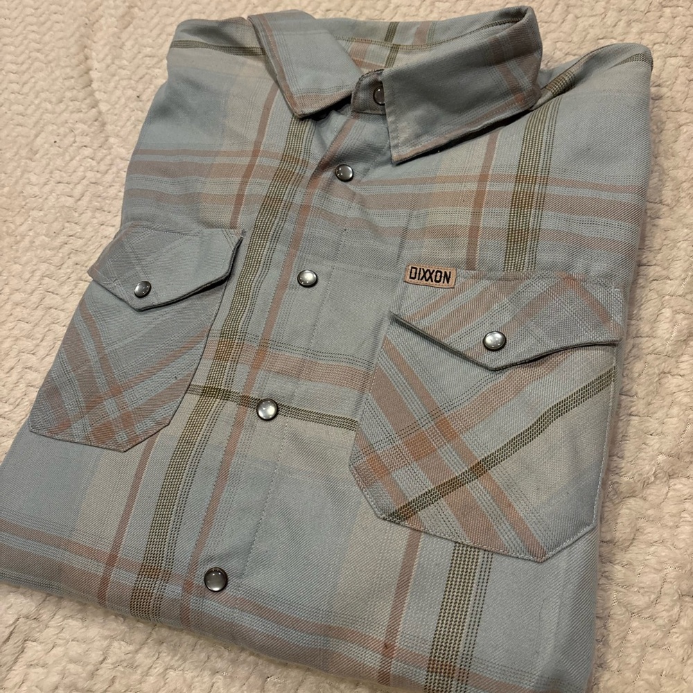 DIXXON Light Blue and Tan Plaid Shirt